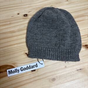 Molly Goddard Mens One Size Mallory Wool Lace Hole Beanie Hat Grey Winter Cap